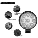 LED αδιάβροχος στρογγυλός προβολέας 27W 12-24V 2300LM 6500K IP67 - μαύρο - Image 6