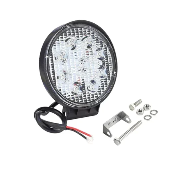 LED αδιάβροχος στρογγυλός προβολέας 27W 12-24V 2300LM 6500K IP67 - μαύρο