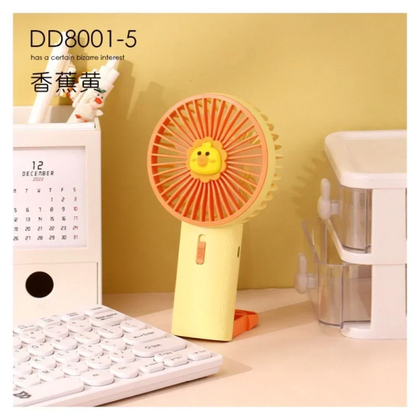 Mini Fan DD8001-5 Ανεμιστήρας Χειρός με Βάση Στήριξης σε Κίτρινο