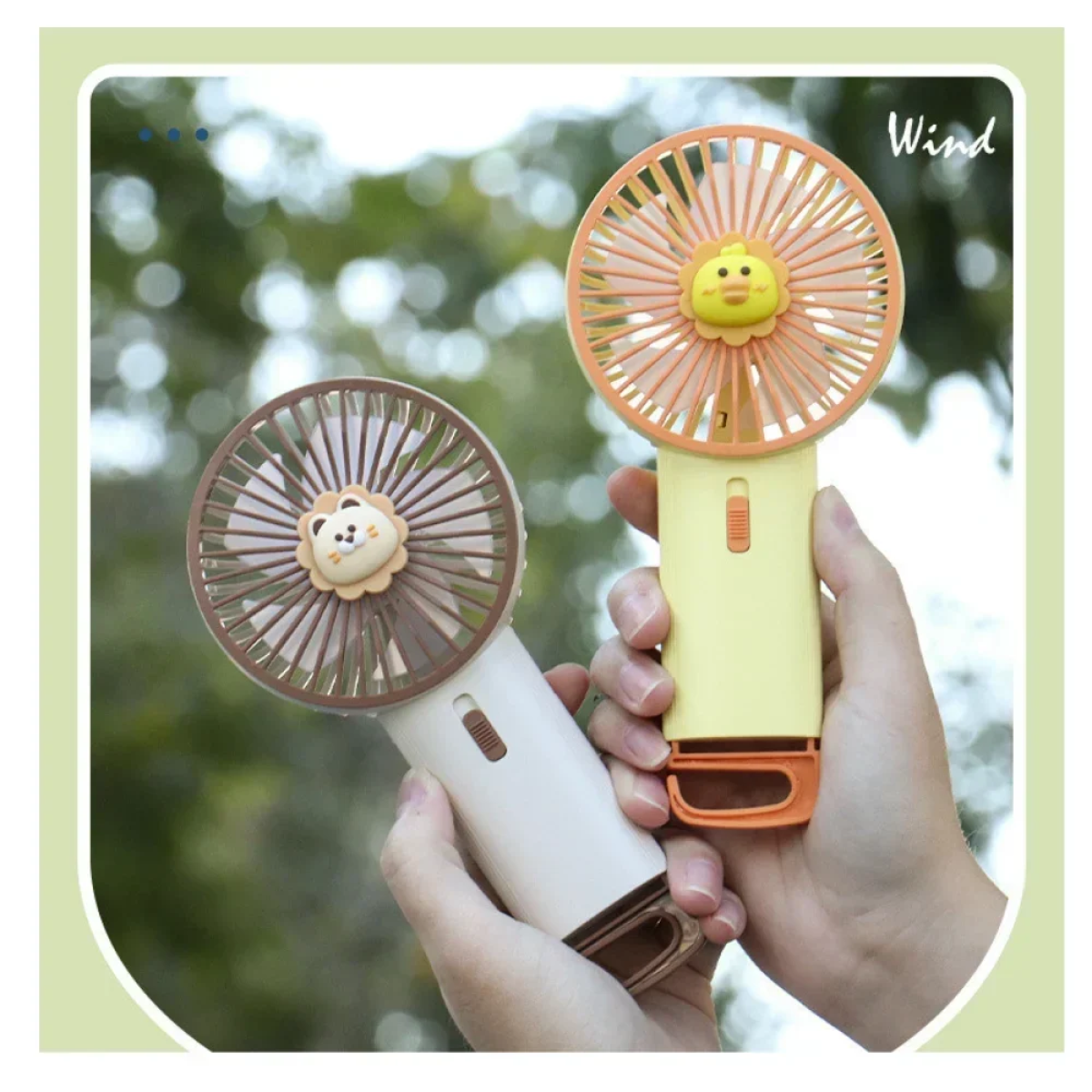 Mini Fan DD8001-5 Ανεμιστήρας Χειρός με Βάση Στήριξης σε Πράσινο
