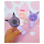 Mini Fan DD8039ABCD με Σχέδιο (Κοτσιδάκια) Ανεμιστήρας χειρός και με Βάση στήριξης σε Μωβ