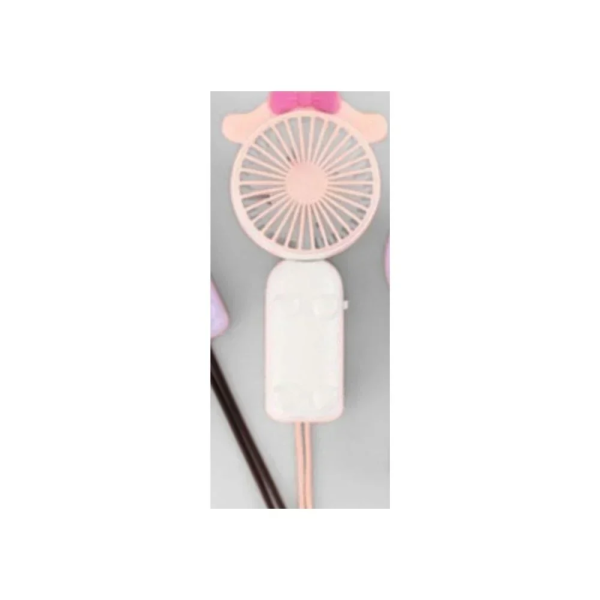 Mini Fan DD8039ABCD με Σχέδιο (Κοτσιδάκια) Ανεμιστήρας χειρός και με Βάση στήριξης σε Ροζ