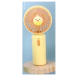 Mini Fan DD8054Υ με Σχέδιο (Λαγουδάκι) Ανεμιστήρας χειρός και με Βάση στήριξης σε Κίτρινο