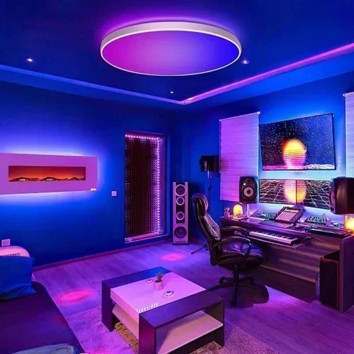 Μοντέρνο φωτιστικό οροφής LED RGB Smart Ceiling Light XD-TUYA-022 λευκό - Image 3