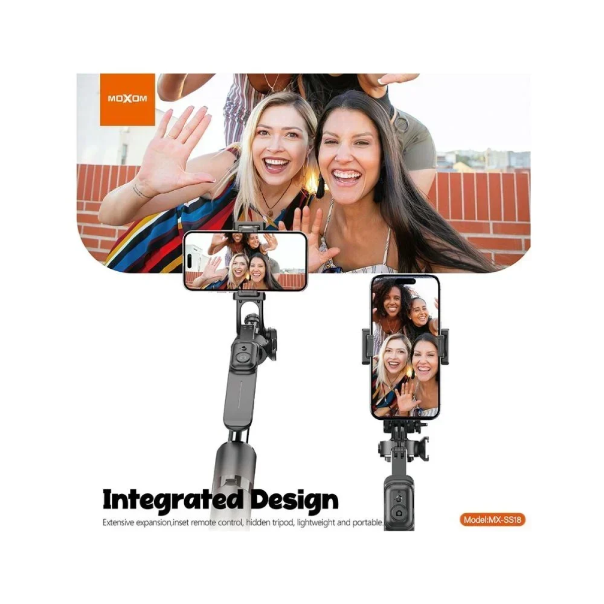 Moxom Selfie Stick Τρίποδο Κινητού Μαύρο MX-SS18