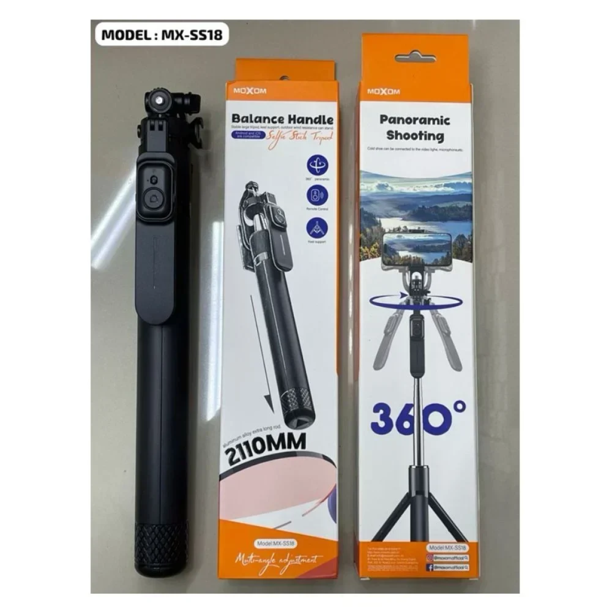 Moxom Selfie Stick Τρίποδο Κινητού Μαύρο MX-SS18