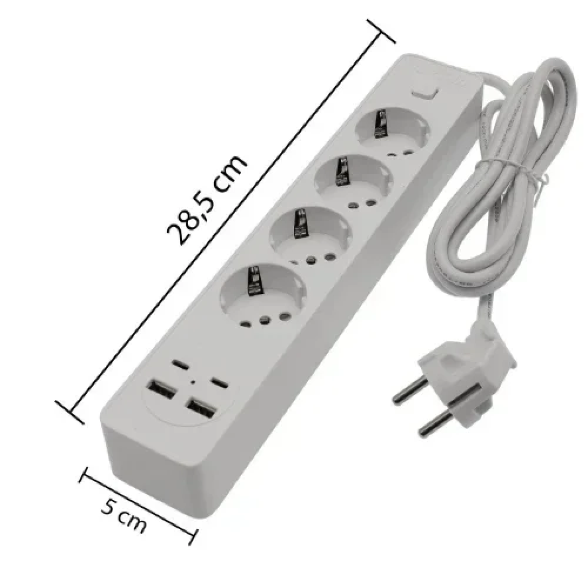 Πολύπριζο 4 θέσεων, 2 θύρες USB , 2 θύρες Type-C λευκό OG2204 Jortan
