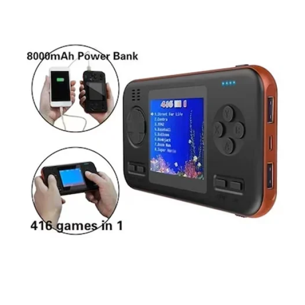 Power Bank φόρτισης 8000mAh και κονσόλα με 416 παιχνίδια 2 σε 1- μαύρο