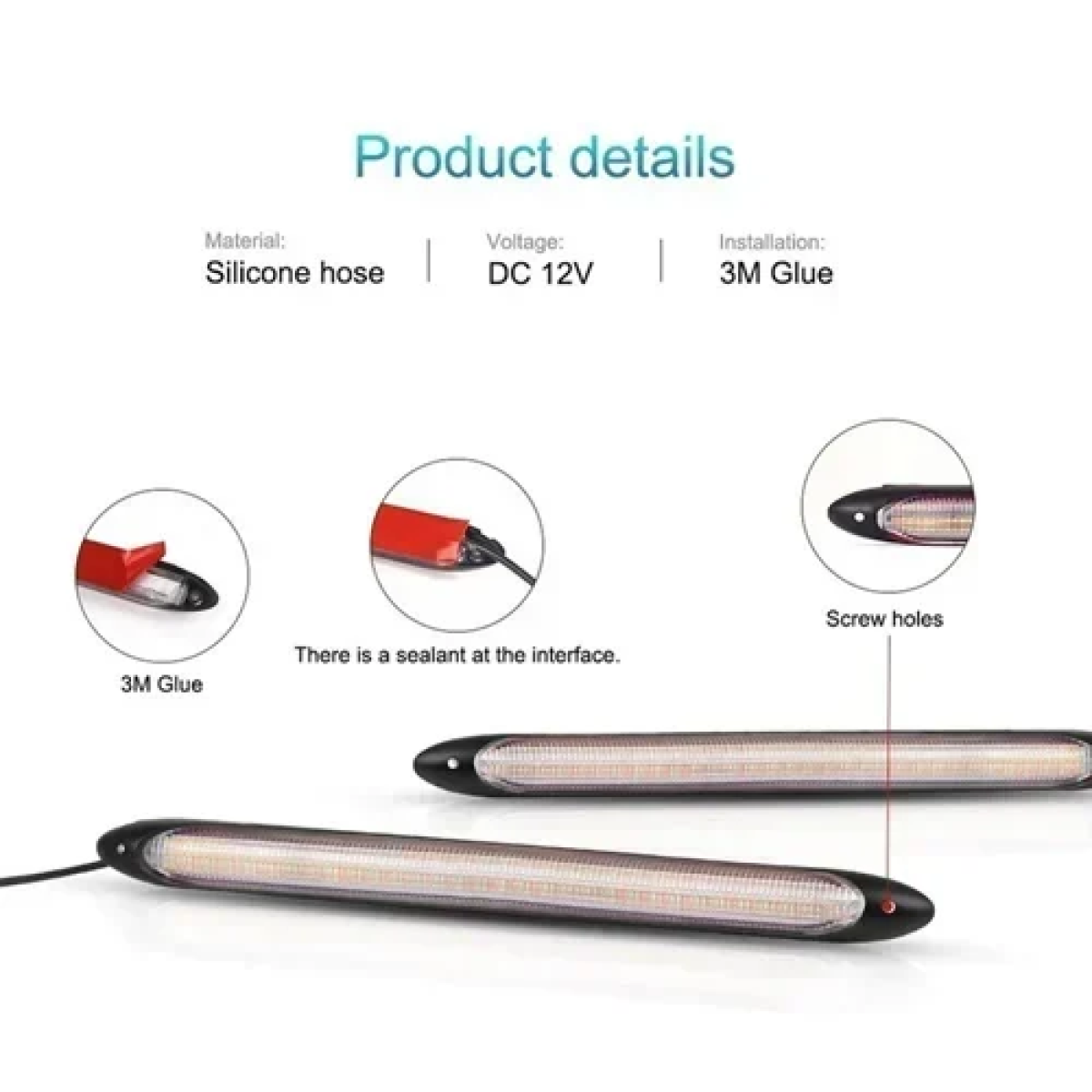 Σετ Universal LED φώτα ημέρας και βηματικά φλάς αυτοκινήτου 16cm 2τμχ OEM – μαύρο - Image 4