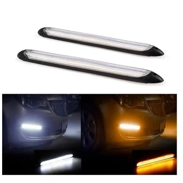 Σετ Universal LED φώτα ημέρας και βηματικά φλάς αυτοκινήτου 16cm 2τμχ OEM – μαύρο