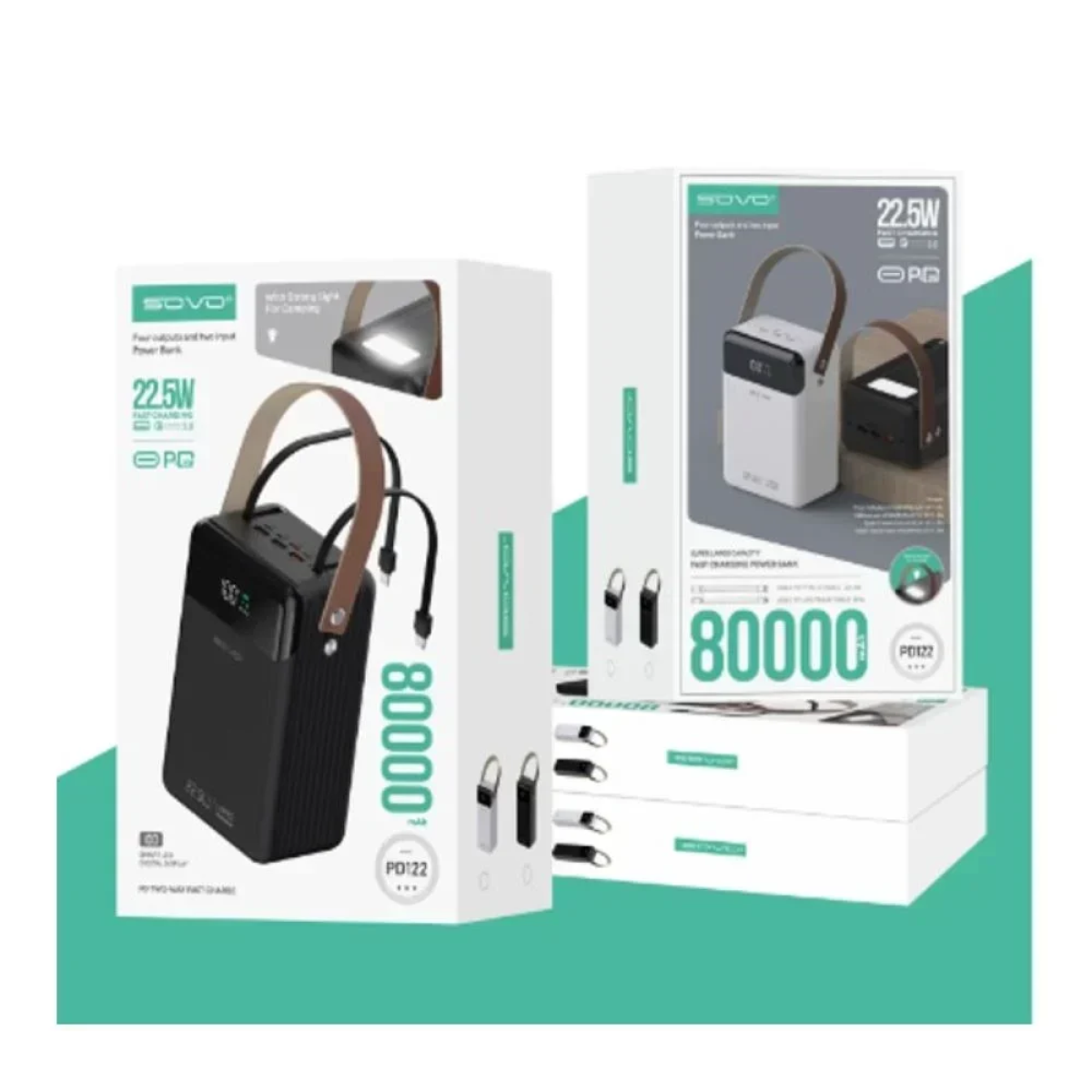 Sovo PD122 Power Bank 80000mAh 22.5W Μαύρο
