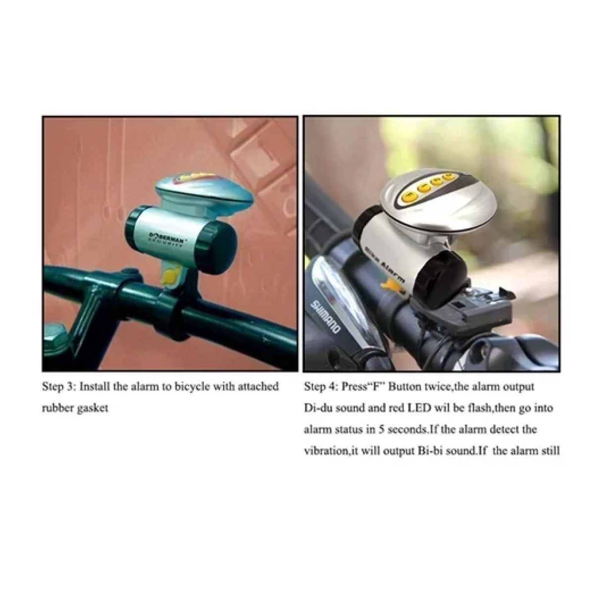 Συναγερμός ποδηλάτου με κωδικό και αισθητήρα δόνησης - ασημί - Image 5