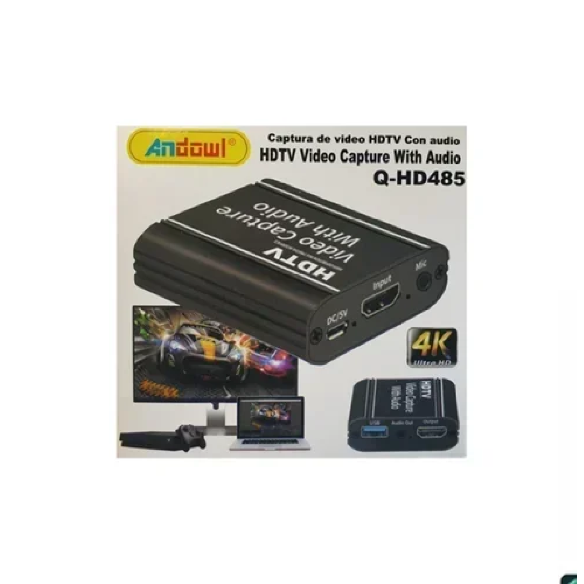 Video Capture για Laptop / PC και σύνδεση HDMI / USB-A Andowl Q-HD485 μαύρο - Image 2