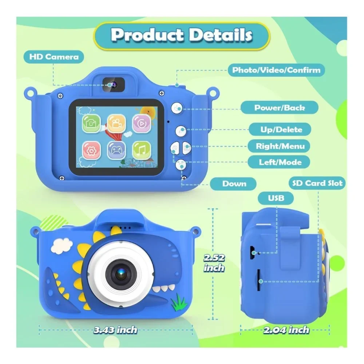 X13S Kids HD Dual Camera με Οθόνη 2" Μπλε