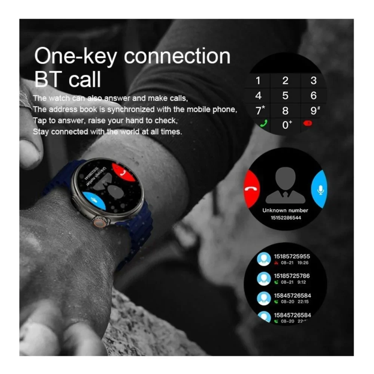 Z78 Ultra 49mm Smartwatch με Παλμογράφο Μαύρο