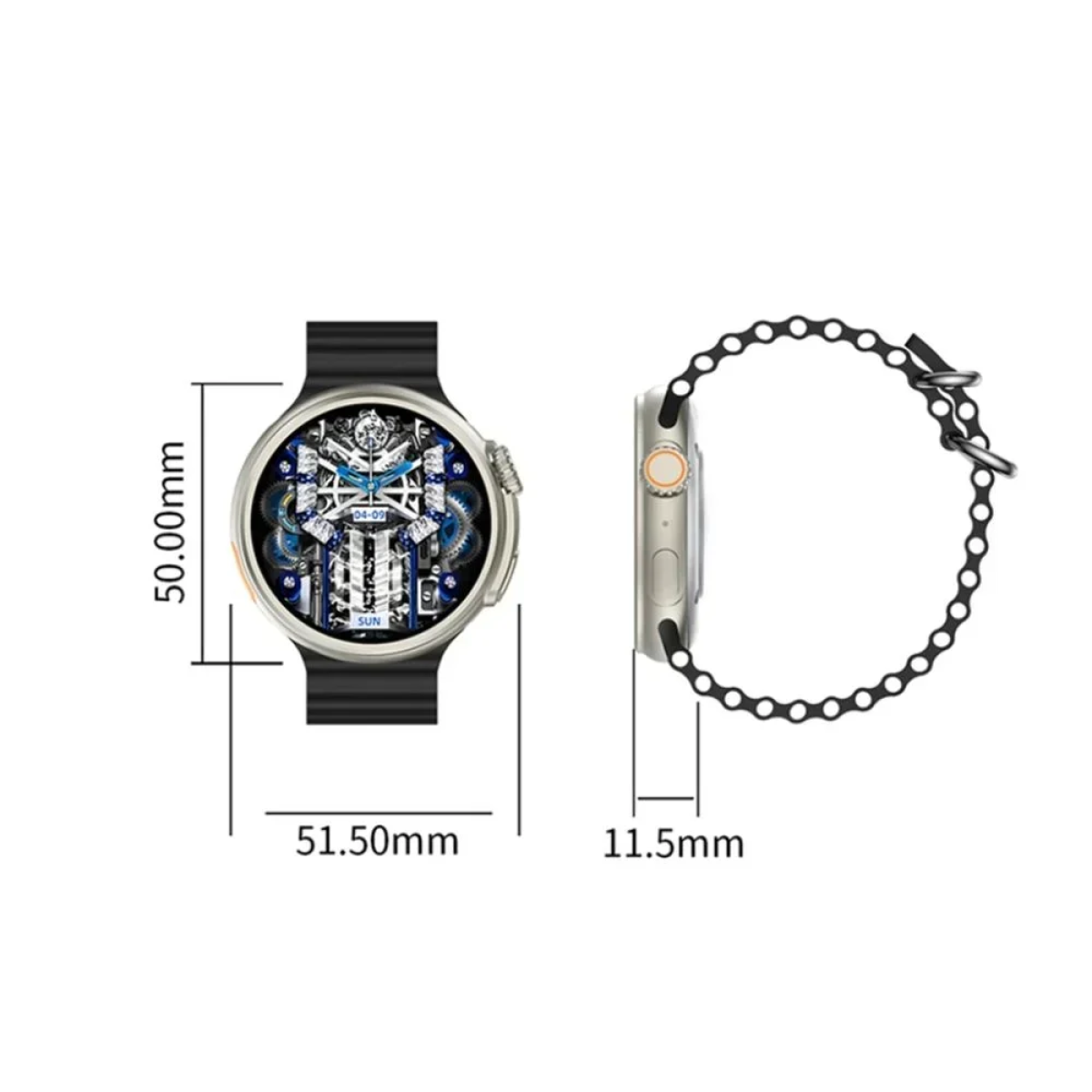 Z78 Ultra 49mm Smartwatch με Παλμογράφο Μαύρο
