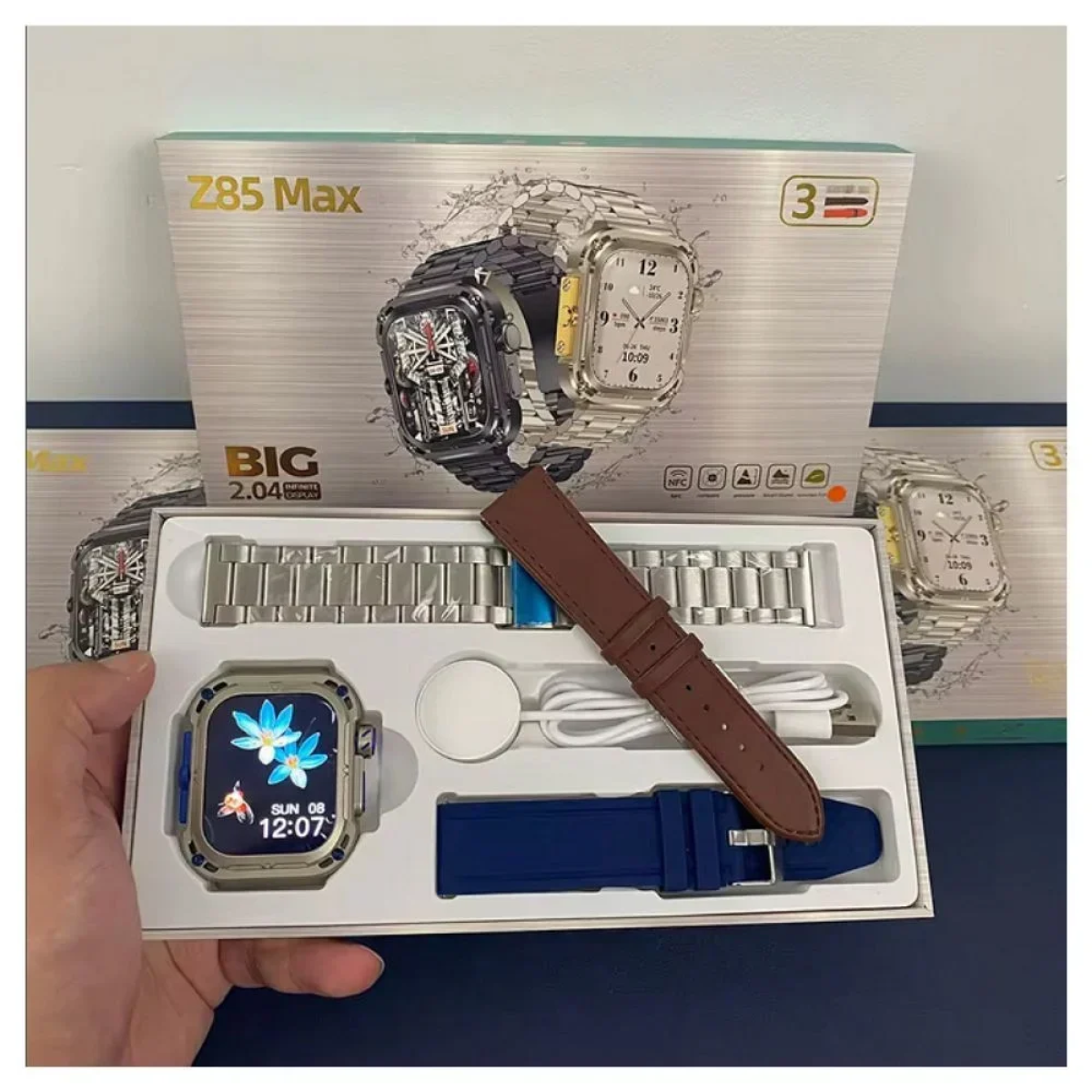 Z85 Max Smartwatch με Παλμογράφο Μπλε