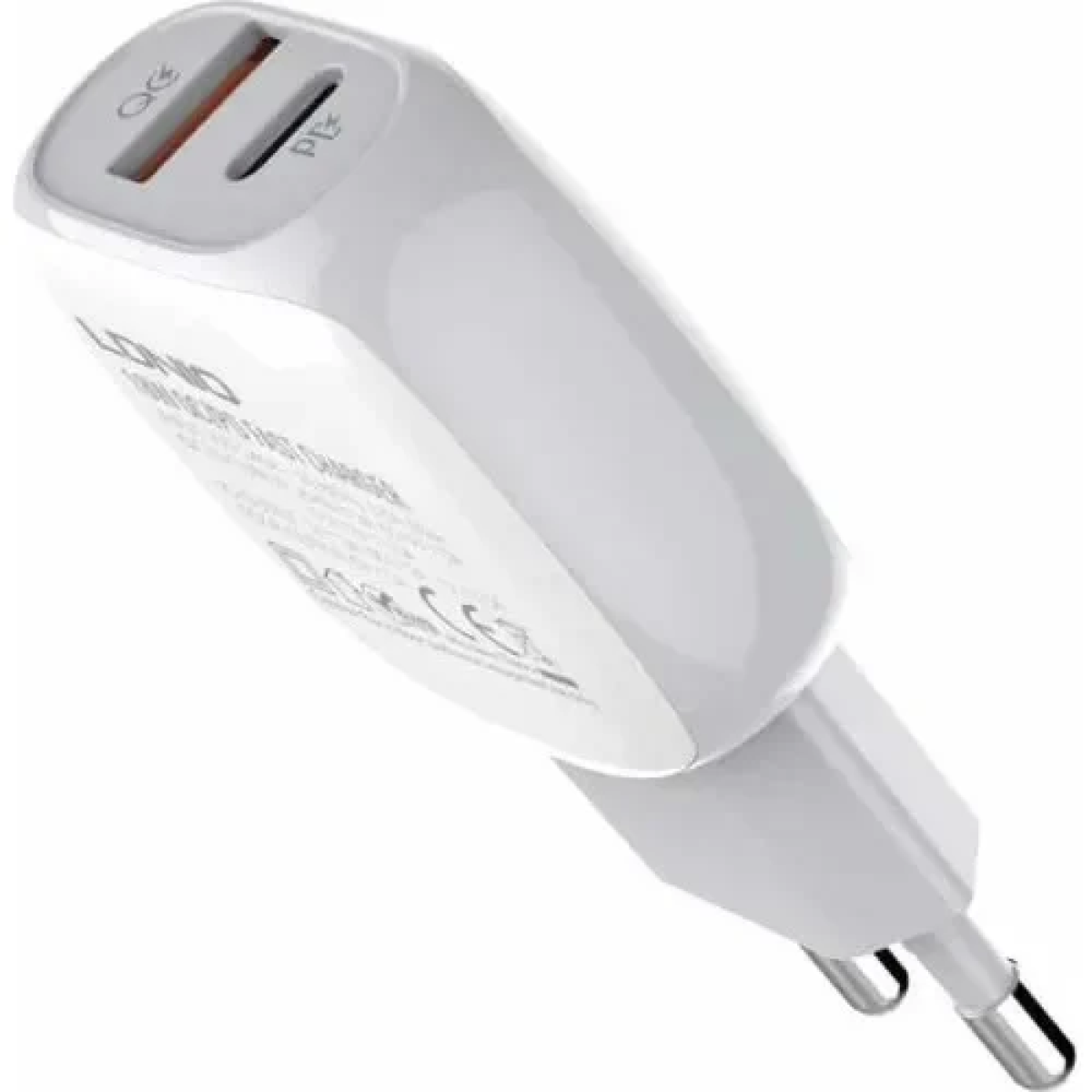 Φορτιστής με Θύρα USB-A και Θύρα USB-C και Καλώδιο USB-C 18W Power Delivery / Quick Charge 3.0 Λευκός LDNIO A2313C