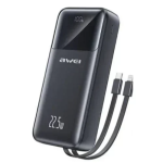 Power Bank 20000mAh 5 σε 1 Γρήγορης Φόρτισης με Ψηφιακή Οθόνη LED Awei P107K - Μαύρο