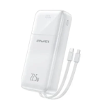 Power Bank 20000mAh 5 σε 1 Γρήγορης Φόρτισης με Ψηφιακή Οθόνη LED Awei P107K Λευκό