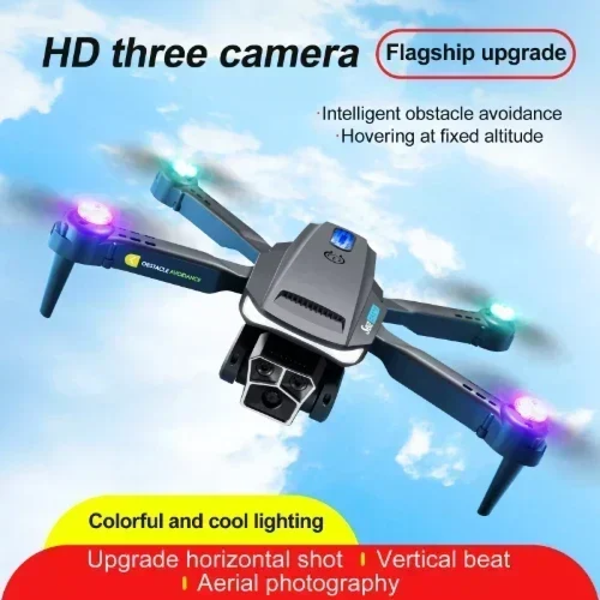 Επαγγελματικό Drone 4K HD με 3 Κάμερες, Αποφυγή εμποδίων & Τηλεχειριστήριο S82 - Μαύρο