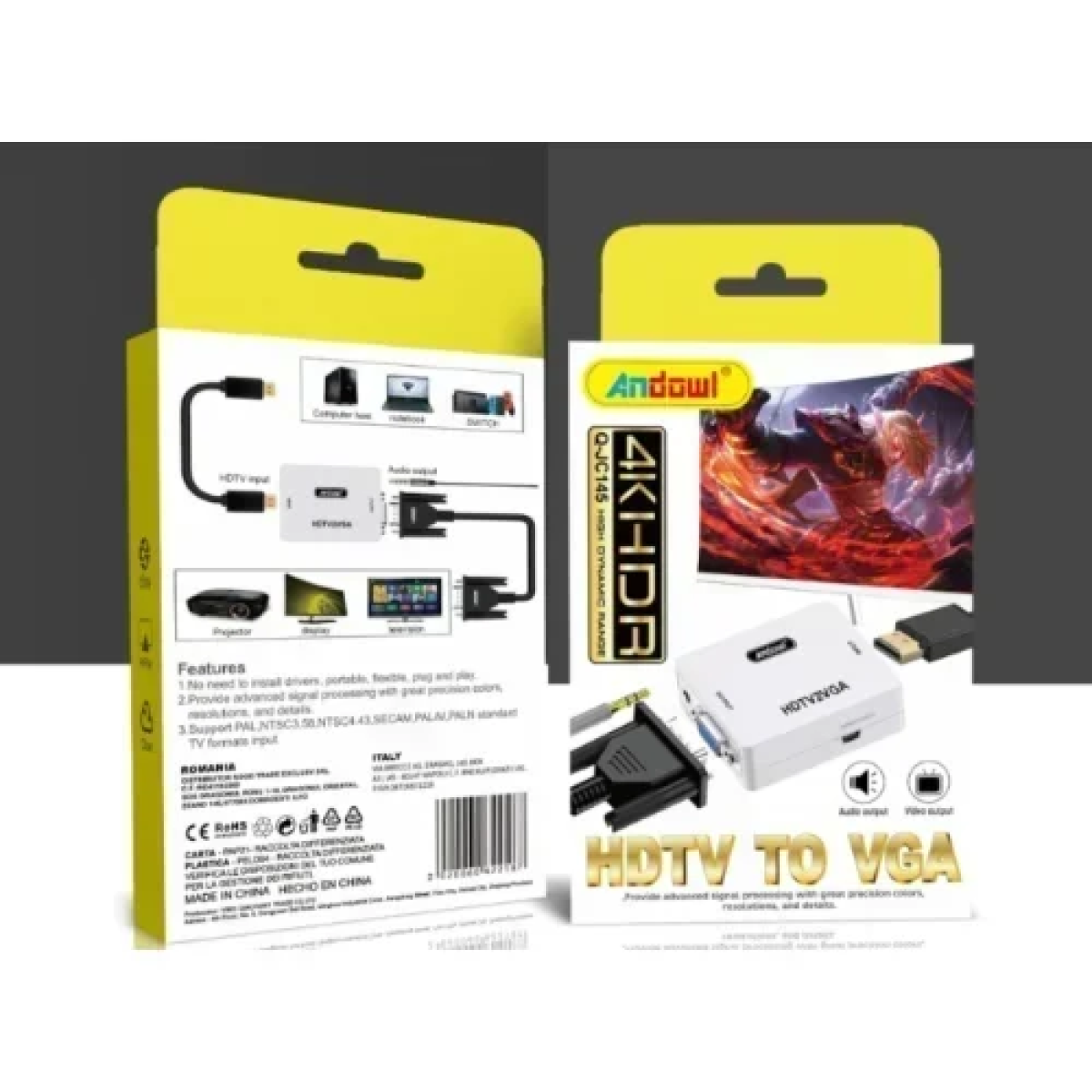 Μετατροπέας Andowl HDMI female σε VGA female Λευκό Q-JC145