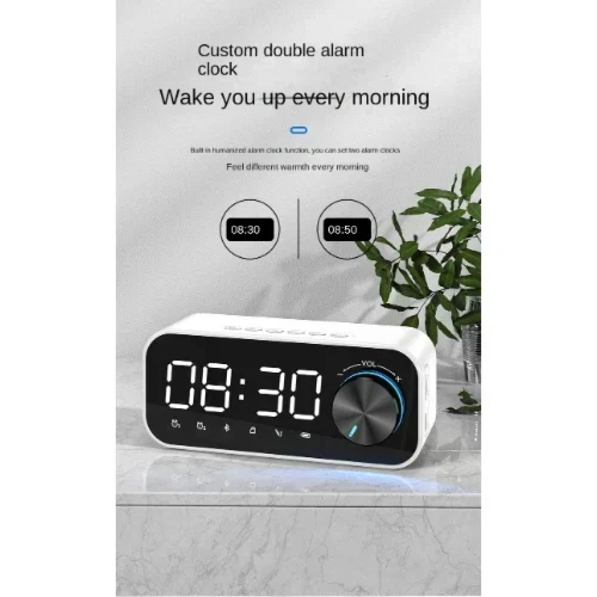 Επιτραπέζιο Ρολόι με Ξυπνητήρι και FM/ηχείο Bluetooth Andowl Q-YX126 Λευκό