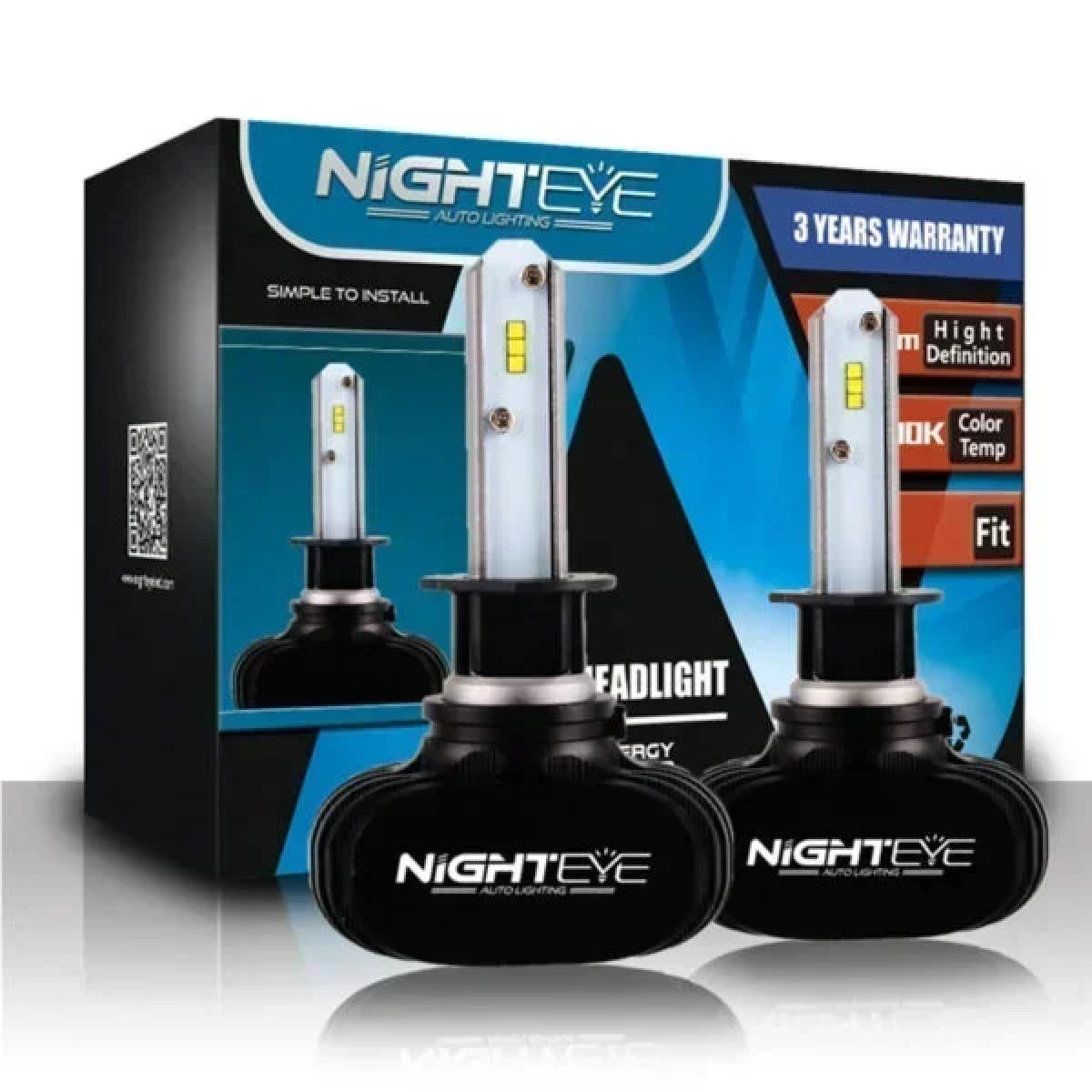 NIGHTEYE Προβολείς Αυτοκινήτου 2 τμχ LED H1 50W 12V/24V 8000LM 6500K A315 S1
