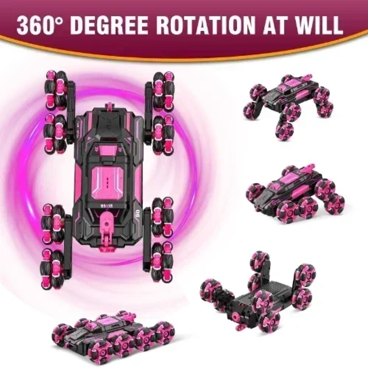 Τηλεκατευθυνόμενο Όχημα Off-Road 8WD RC με Περιστροφη 360 μοιρών & Χειριστήριο CX-101 Ροζ