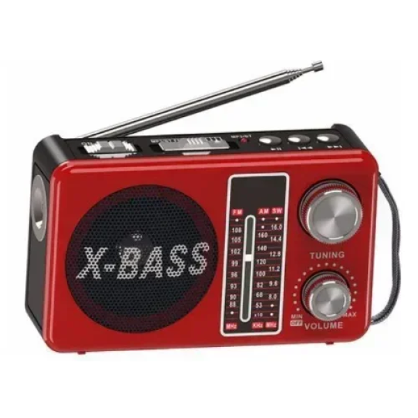 X-Bass USB Bluetooth Mp3 Player με φακό LED AM/FM/SW Ραδιόφωνο FM 3 ζωνών Waxiba XB-891BT - Κόκκινο