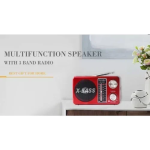 X-Bass USB Bluetooth Mp3 Player με φακό LED AM/FM/SW Ραδιόφωνο FM 3 ζωνών Waxiba XB-891BT - Κόκκινο