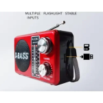 X-Bass USB Bluetooth Mp3 Player με φακό LED AM/FM/SW Ραδιόφωνο FM 3 ζωνών Waxiba XB-891BT - Κόκκινο