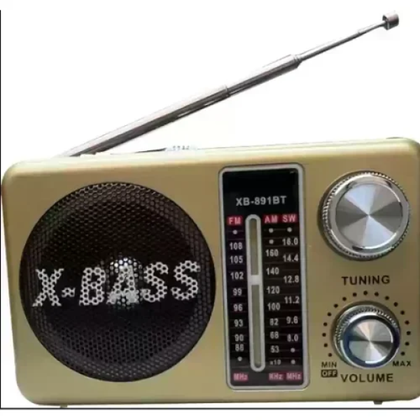 X-Bass USB Bluetooth Mp3 Player με φακό LED AM/FM/SW Ραδιόφωνο FM 3 ζωνών Waxiba XB-891BT - Χρυσό