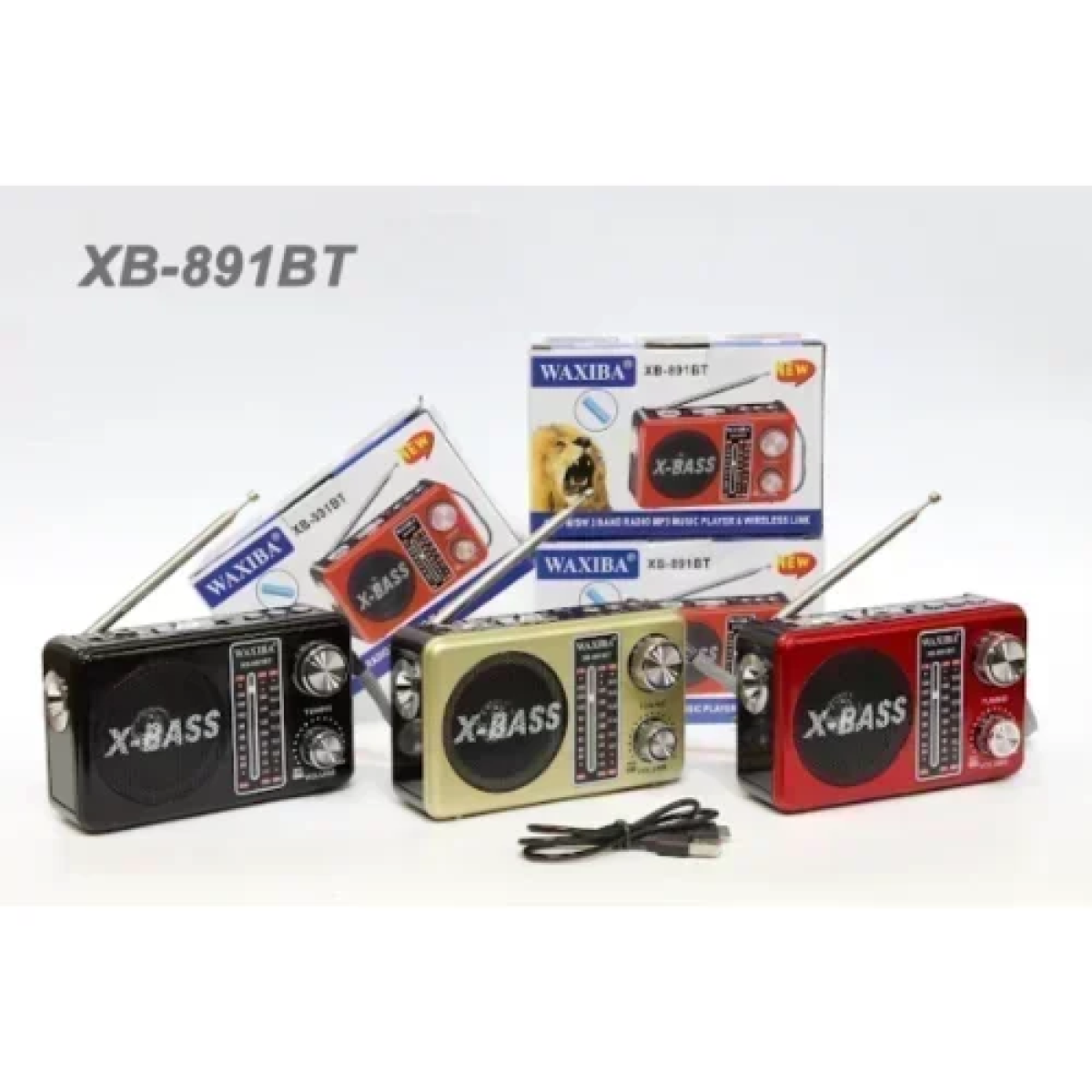 X-Bass USB Bluetooth Mp3 Player με φακό LED AM/FM/SW Ραδιόφωνο FM 3 ζωνών Waxiba XB-891BT - Χρυσό