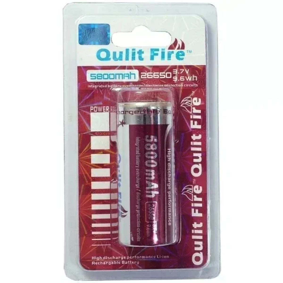 Επαναφορτιζόμενη Μπαταρία Qulit Fire 26650 3.7V 5800mAh 9.6wh