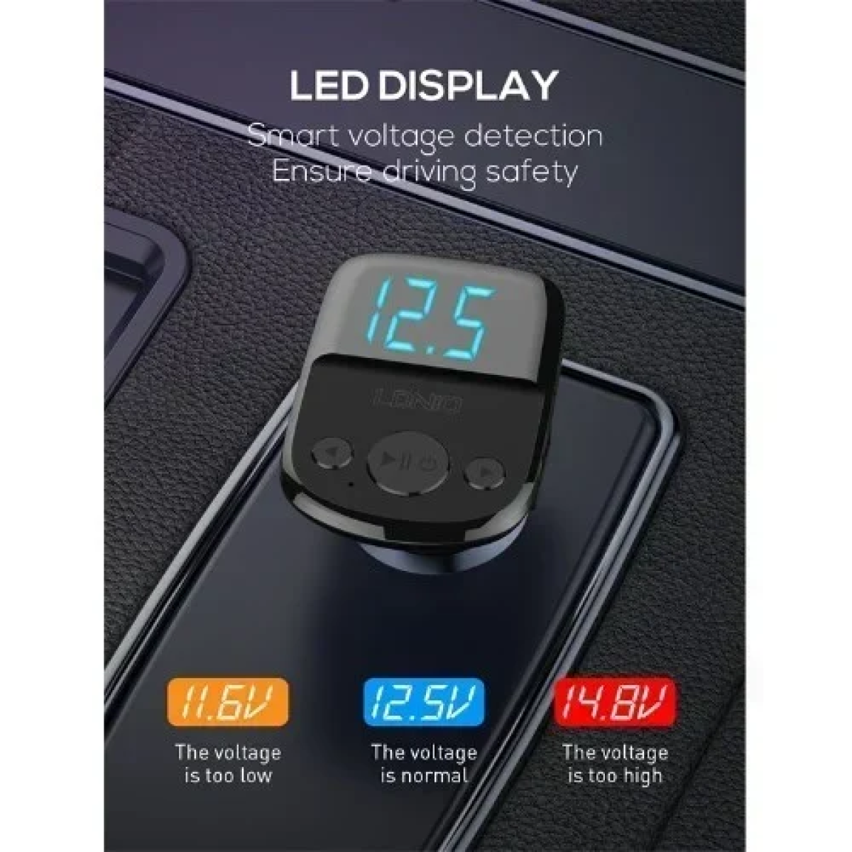 Φορτιστής Αυτοκινήτου Bluetooth FM Transmitter με Καλώδιο USB to Lightning LDNIO C706Q