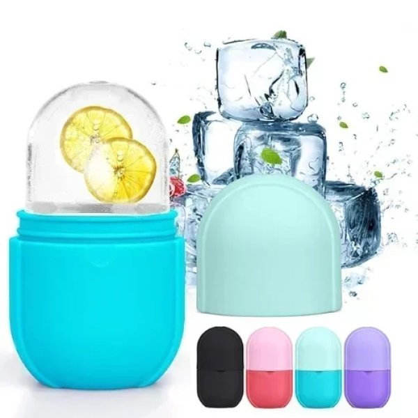 Ice Roller Ρολό Μασάζ για πρόσωπο και μάτια σε Θήκη Σιλικόνης - Mπλε