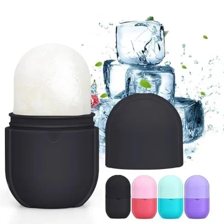 Ice Roller Ρολό Μασάζ για πρόσωπο και μάτια σε Θήκη Σιλικόνης - Μαύρο