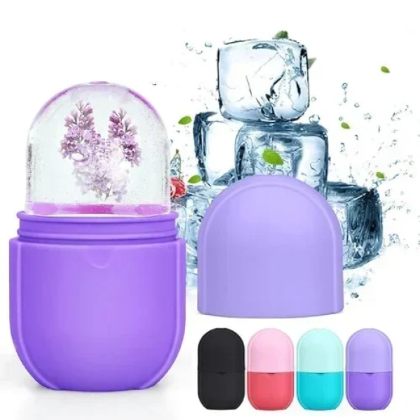 Ice Roller Ρολό Μασάζ για πρόσωπο και μάτια σε Θήκη Σιλικόνης - Μωβ