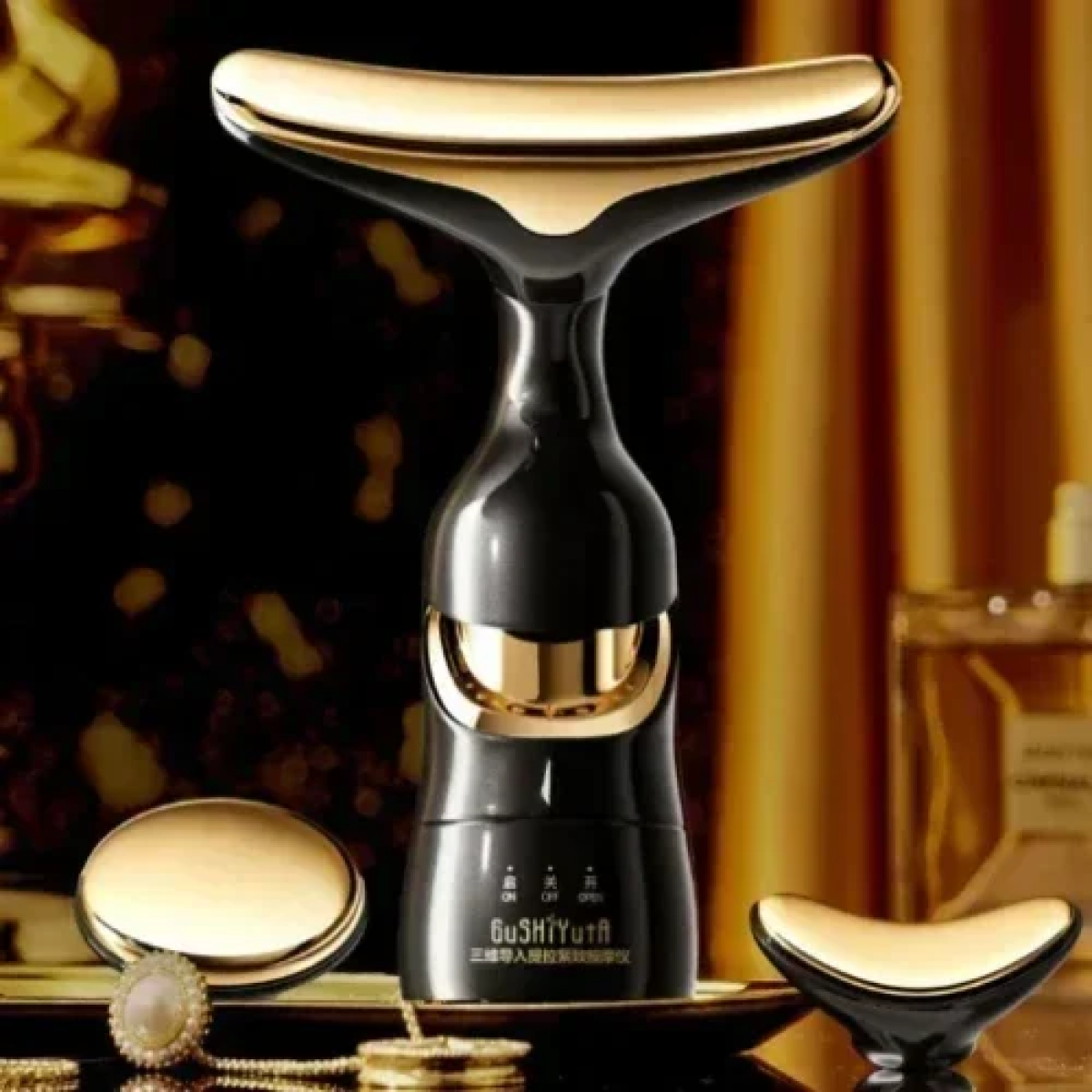 Συσκευή Μασάζ Προσώπου 3 σε 1 κατά των ρυτίδων Επαναφορτιζόμενη - Μαύρο