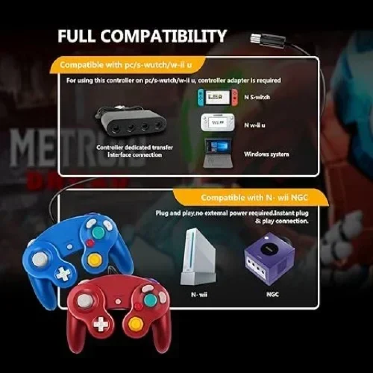 Ενσύρματο Χειριστήριο για Wii Nintendo Gamecube
