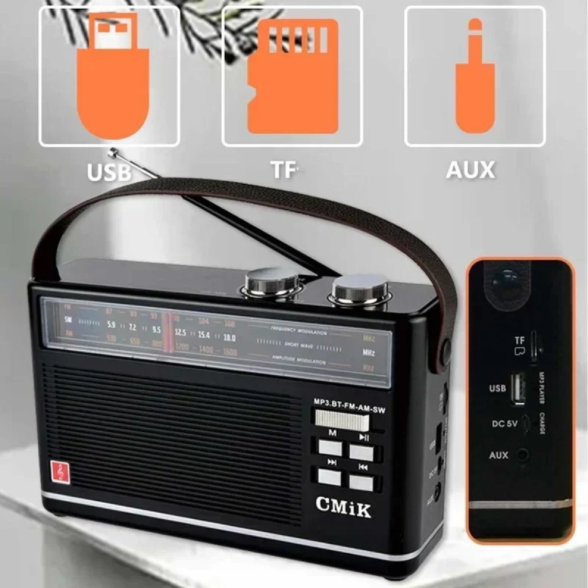 CMIK MK-910BT Φορητό Ραδιόφωνο Επαναφορτιζόμενο με USB Μαύρο