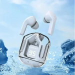 Mίνι Ασύρματα Ακουστικά Bluetooth Διάφανα με Ένδειξη Μπαταρίας - Γαλάζια