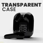 Mίνι Ασύρματα Ακουστικά Bluetooth Διάφανα με Ένδειξη Μπαταρίας - Μαύρα