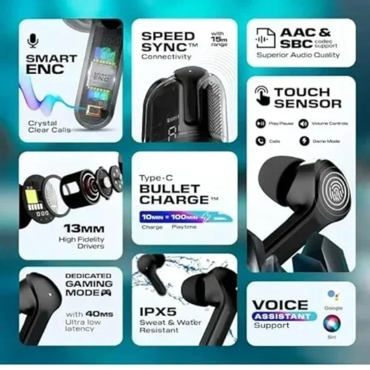 Mίνι Ασύρματα Ακουστικά Bluetooth Διάφανα με Ένδειξη Μπαταρίας - Μαύρα