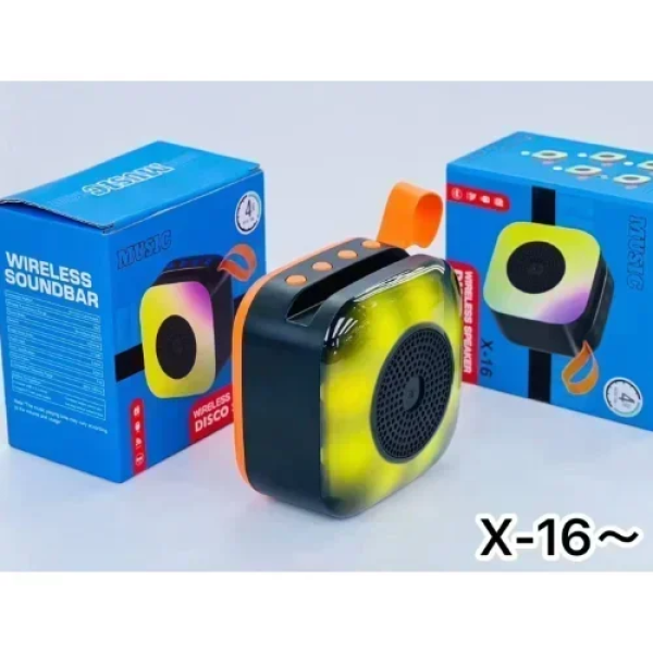Μίνι Φορητό Ασύρματο Ηχείο Bluetooth με RGB LED Φωτισμό X-16 Μαύρο/Πορτοκαλί