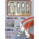 Universal Καλώδιο 3 σε 1 Γρήγορης Φόρτισης 120W 6A 1.2m - Κίτρινο