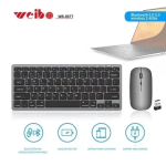Weibo WB-8077 Ασύρματο Bluetooth Σετ Πληκτρολόγιο & Ποντίκι Αγγλικό US Γκρι