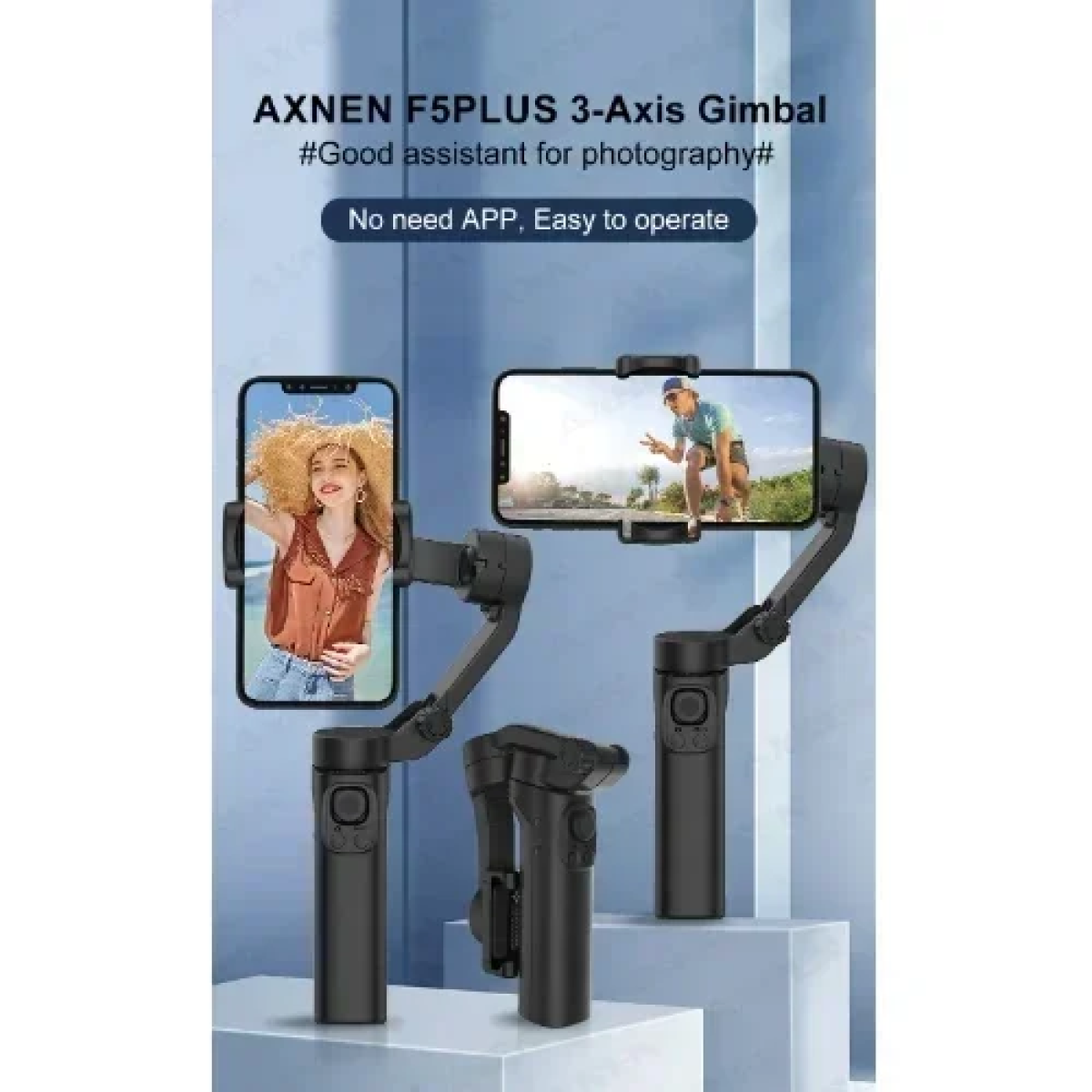 F5 Plus Gimbal Τηλεφώνου με 3 Άξονες Αντικραδασμικό, Λειτουργία Inception, Παρακολούθηση Προσώπου, Τηλεχειριστήριο, Συμπαγές – Μαύρο