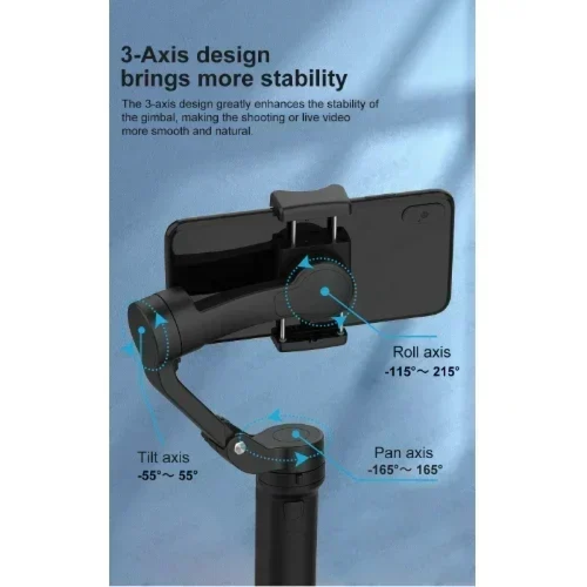 F5 Plus Gimbal Τηλεφώνου με 3 Άξονες Αντικραδασμικό, Λειτουργία Inception, Παρακολούθηση Προσώπου, Τηλεχειριστήριο, Συμπαγές – Μαύρο